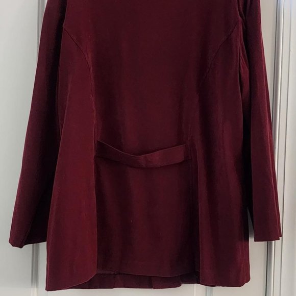 Dress Barn Woman-Deep Burgundy Microsuede-Lined-Button Down-Tailored Blazer-18W - Picture 2 of 5